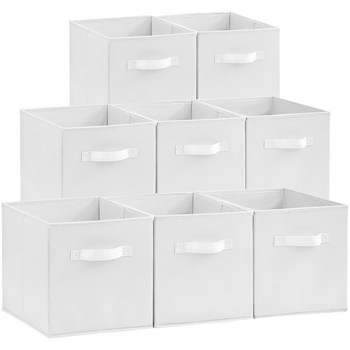 Lot de 8 Cubes de Rangement Pliables Panier en Tissu Caisse Boites Rangement avec Poignées Blanc 26 5 x 265 x 2 BOITE DE RANGEMENT