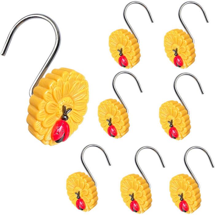 Lot de 12 crochets de douche métal robuste – anneaux décoratifs anti-rouille pour rideaux