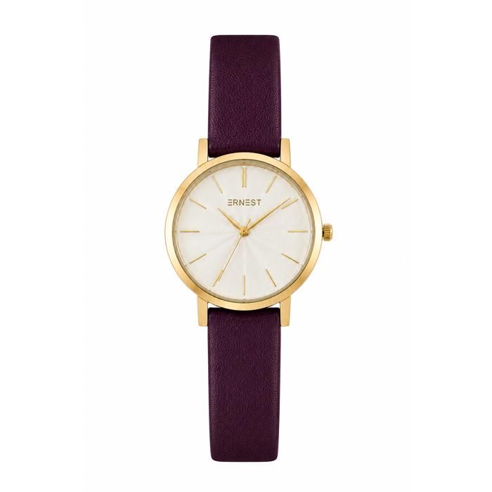 Montre Femme Ernest Bracelet Prune Violet Foncé Simili-Cuir Doré Chic – Idée Cadeau Montre Femme Ernest Bracelet Prune Violet Foncé Simili-Cuir Doré Chic – Idée Cadeau