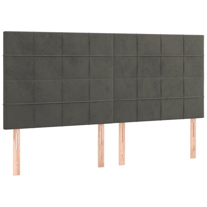 NEW Tête de lit Gris foncé 200 x 5 x 118/128 cm Veloursaspect contemporain_27099