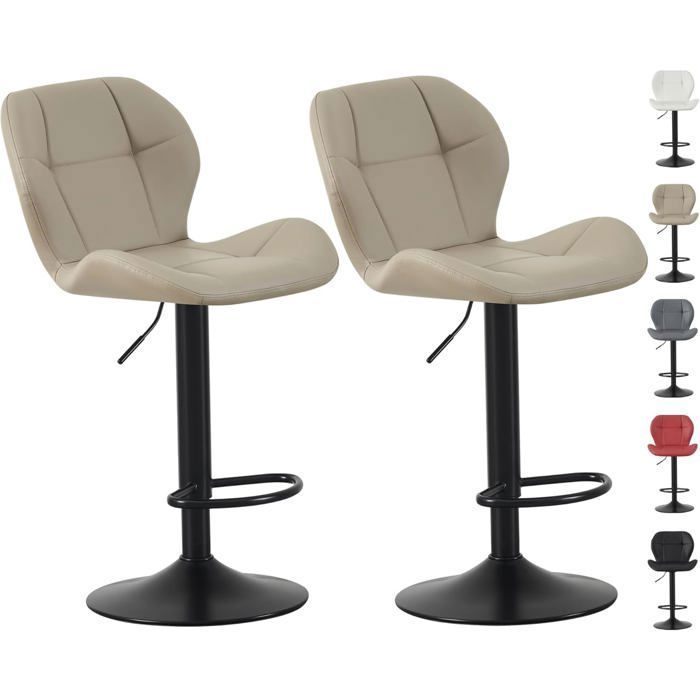 mcc direct Stella Lot de 2 tabourets de bar pivotants réglables en hauteur avec dossier siège en cuir (Marron)