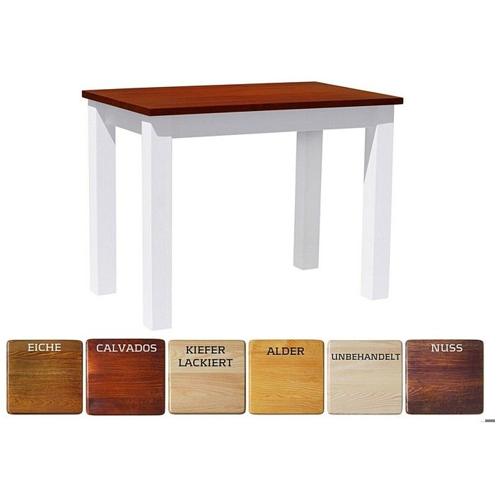 Table à manger KOMA KM428349 en pin massif 70 x 50 cm blanc / teinte aulne