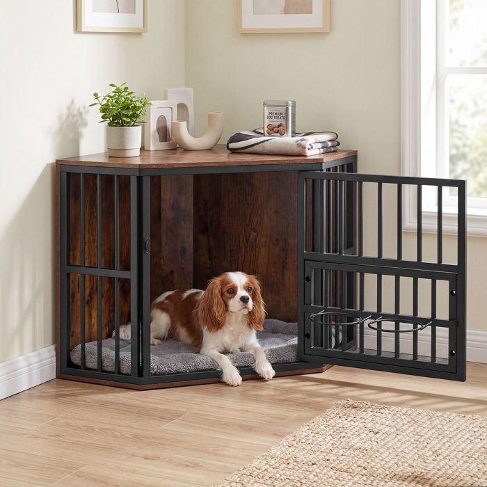 Cage pour pour Animaux de Compagnie 2 en 1 COSTWAY 2 Portes à Loquets Cage Anti-morsure d’Angle Chien de Taille Petite/Moyenne Cage pour pour Animaux de Compagnie 2 en 1 COSTWAY 2 Portes à Loquets Cage Anti-morsure d’Angle Chien de Taille Petite/Moyenne