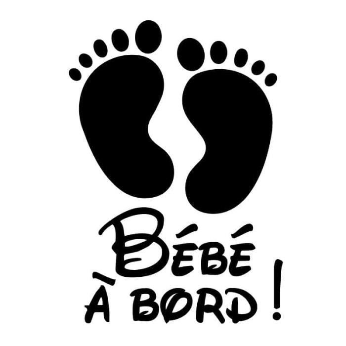 STICKER BEBE A BORD PETITS PIEDS J0115 Noir