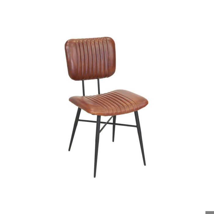 Chaise en cuir cognac et métal Chaise en cuir cognac et métal
