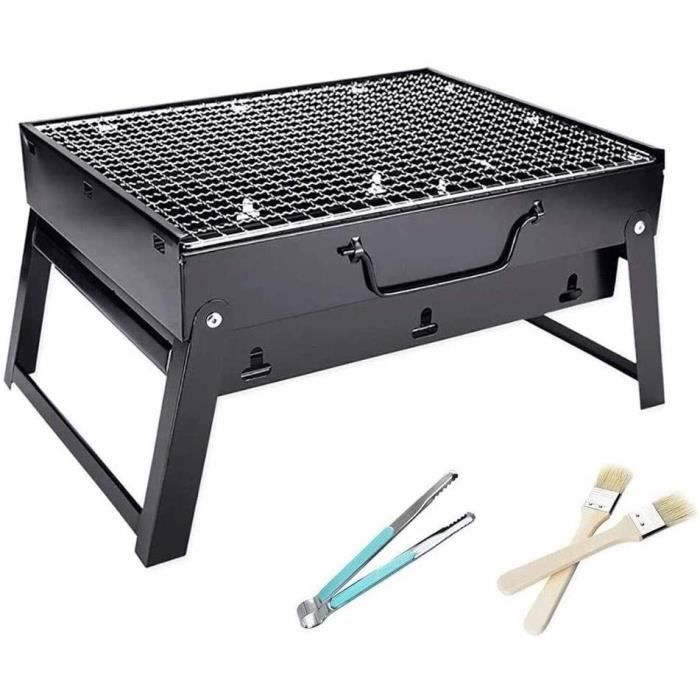 Grill Barbecue Fumoir 3-en-1 RibasuBB 84x40cm Avec Thermomètre - Idéal Camping, Jardin Et Terrasse