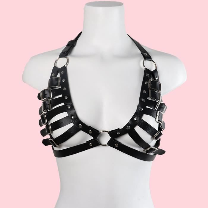Lot De 4 Jarretelles Punk Cœur En Cuir - Porte-jarretelles Réglables 30-55 Cm, Style Gothique Cosplay, Rose/Noir, Accessoire Sexy Fête