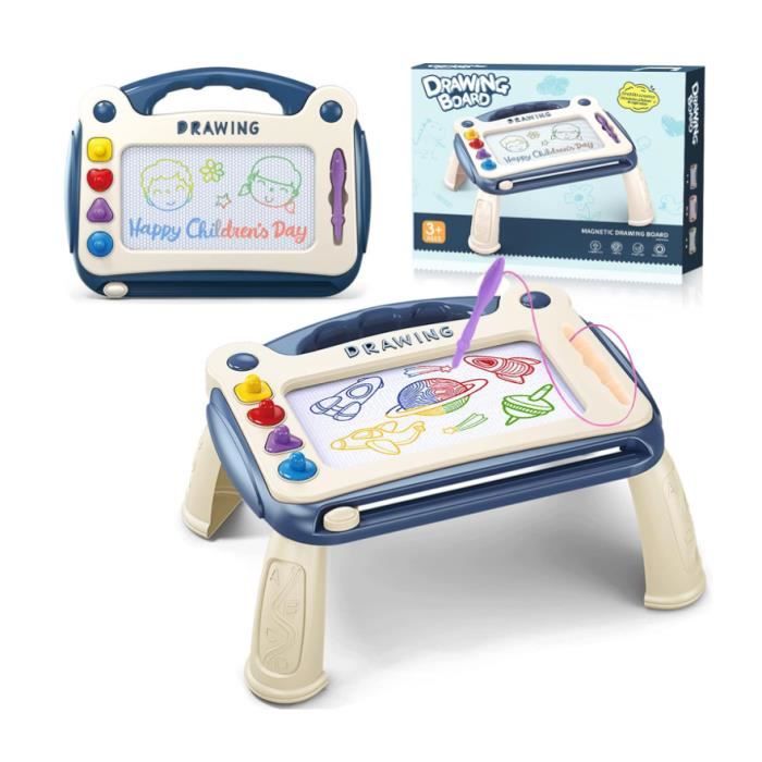 Ardoise Magique Enfant 4 Couleurs - Tableau Dessin Magnétique Avec Pieds - 2 Tampons Et Pinceau - Cadeau Noël Anniversaire