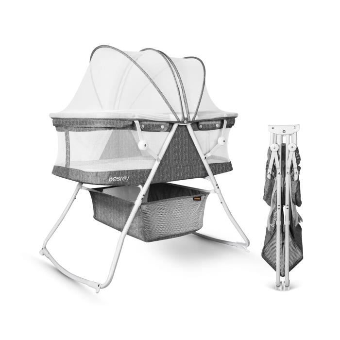 BESREY Berceau Réglable en Hauteur avec Matelas et Moustiquaire Couleur  Gris Gris Gris - Cdiscount Prêt-à-Porter