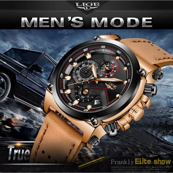 Superbe Montre De Luxe Sport Top Qualit Homme top marque CUIR Date Chronograph Militaire Etanche nouveaut 2019 2019