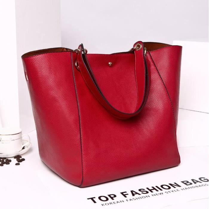 Sac A Main Femme Cuir Sac Portes Epaule Femme Sac Bandouliere Femme Cuir Sac Femme Shopping Sac De Cours Classique Dames Achat Vente Sac A Main Femme Cuir Sac P Cdiscount