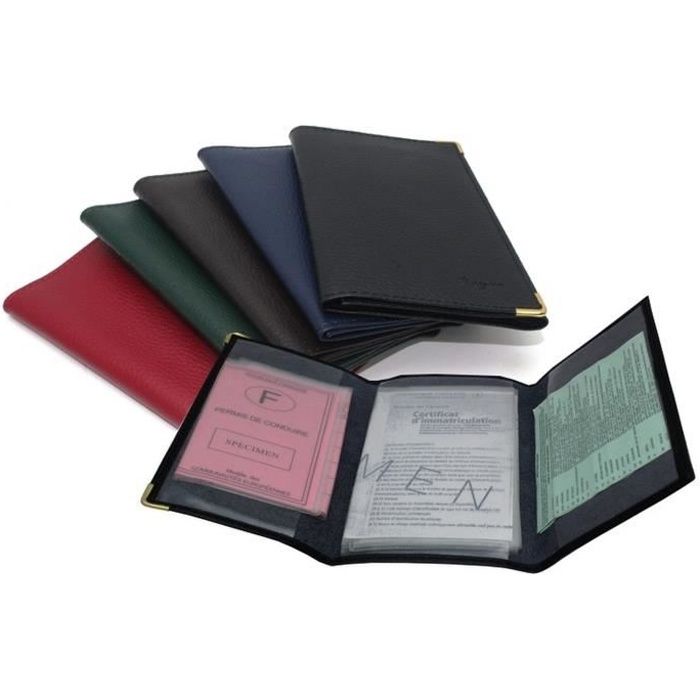 Lot 5 Étui Pochette Carte Grise Permis Cuir NOIR-BLEU-ROUGE-MARRON-VERT -  Cdiscount Bagagerie - Maroquinerie