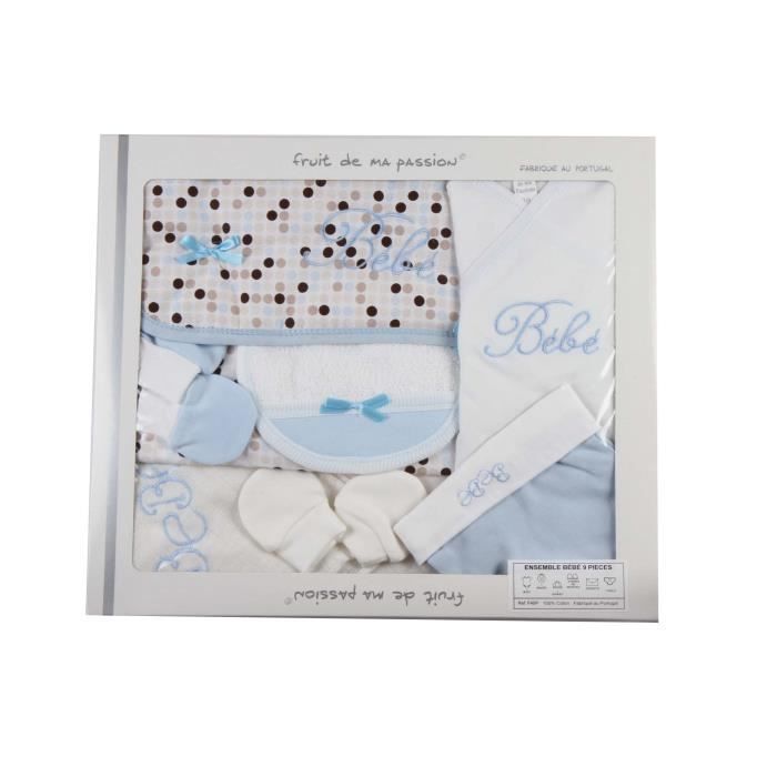 Coffret Bebe 9 Pieces Ideal Pour Cadeaux Blanc Et Bleu Blanc Blanc Bleu Achat Vente Coffret Cadeau Textile Cdiscount