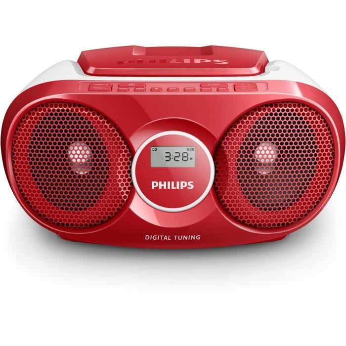 Radio Cassette Cd1 10 - Az215r Lecteur Cdcd-rrw Portable Facile À Utiliser Enfants Fm Entrée Audio Rouge Blanc