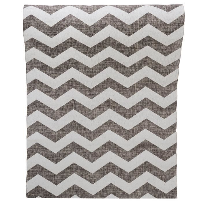 Chemin De Table Chevron Jute Gris Blanc 28cm X 5 M Achat Vente