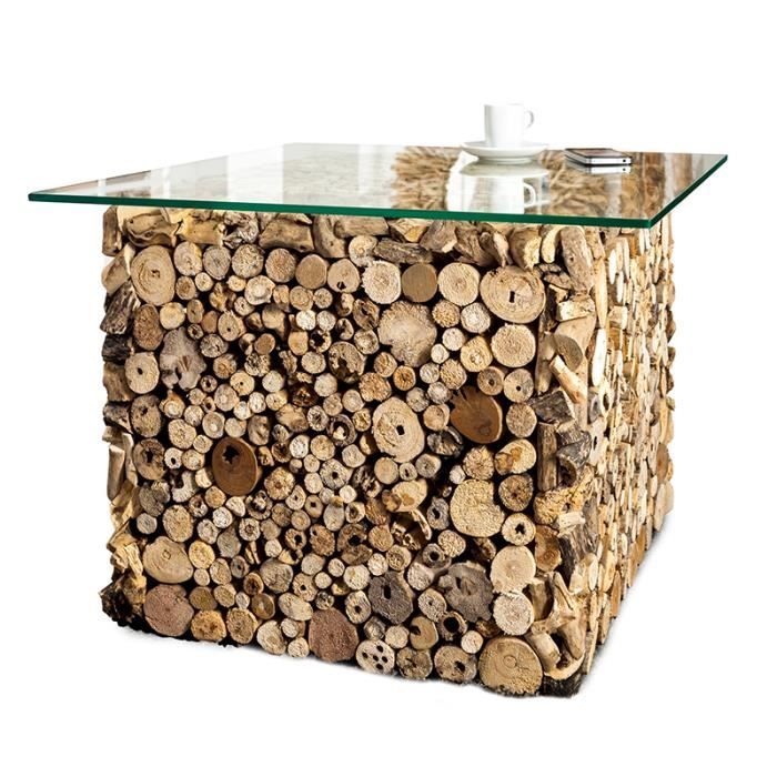 Table Basse Design En Bois Flotte Avec Un Plateau En Verre 50 Cm Achat Vente Table Basse Table Basse Design En Bois Cdiscount