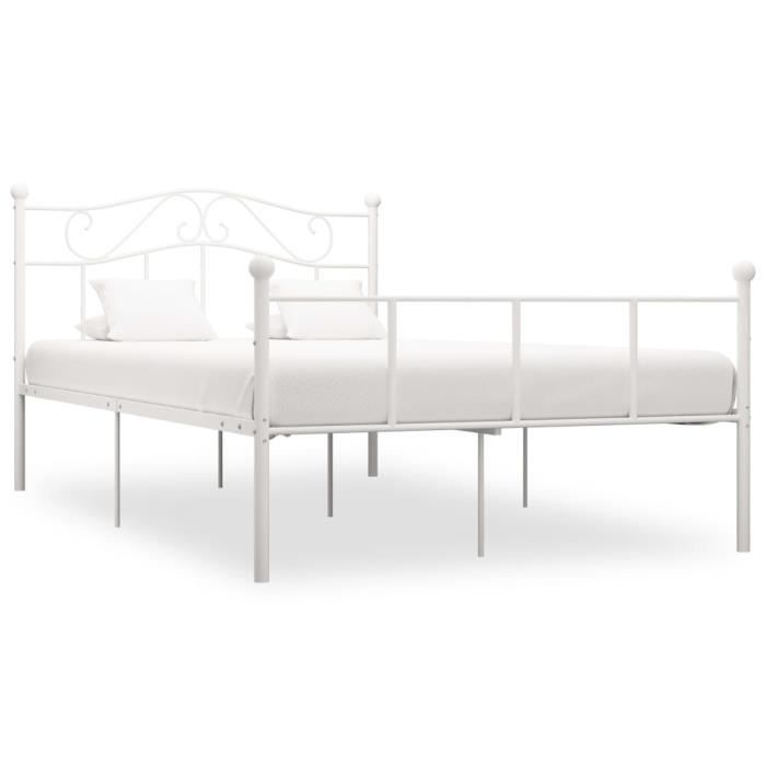 [Lit Adulte] - [VINTAGE] - [Blanc Métal] - [140 x 200 cm] - [Sommier inclus]