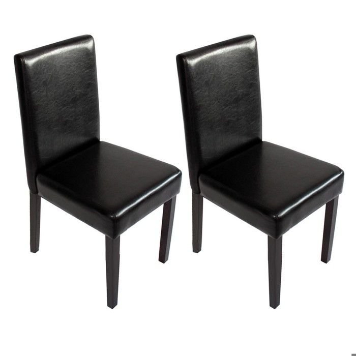 Lot de 2 chaises de séjour Littau ~ simili-cuir noir pieds foncés