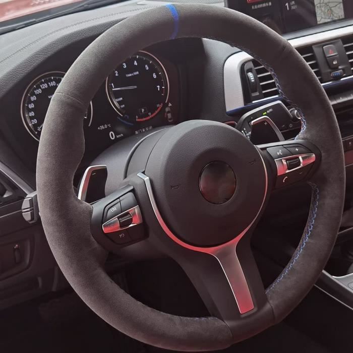 Cubierta Cosida A Mano Para Volante De Coche, De Cuero Negro, De Ante, Para BMW G20, G21, G30