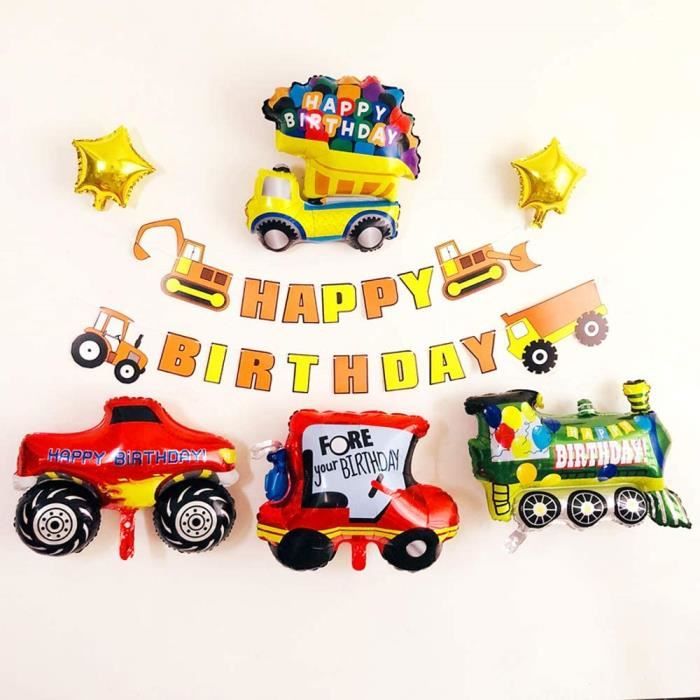 Lon Happy Birthday Voiture Kit Tracteur Camion Train Joyeux Anniversaire Deco Ballons F234te De D233coration Pour Garcon Bebe 1817 Cdiscount Maison