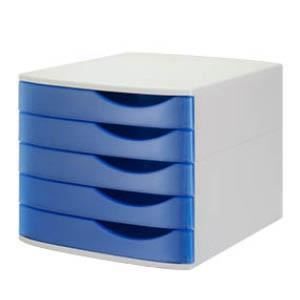 Module de classement à 5 tiroirs - JALEMA - Bleu, Gris clair - A4 - 261 x 375 x 300 mm