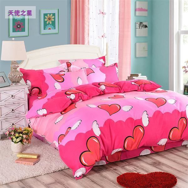 Doimier Parure De Lit 4 Pièces En Tricot Jersey Pour Très Grand Lit, Rose Doux, Avec Couette Moelleuse, Taies D'oreiller Et Drap-housse En Microfibre Confortable Et Légère Pour Toutes Les Saisons