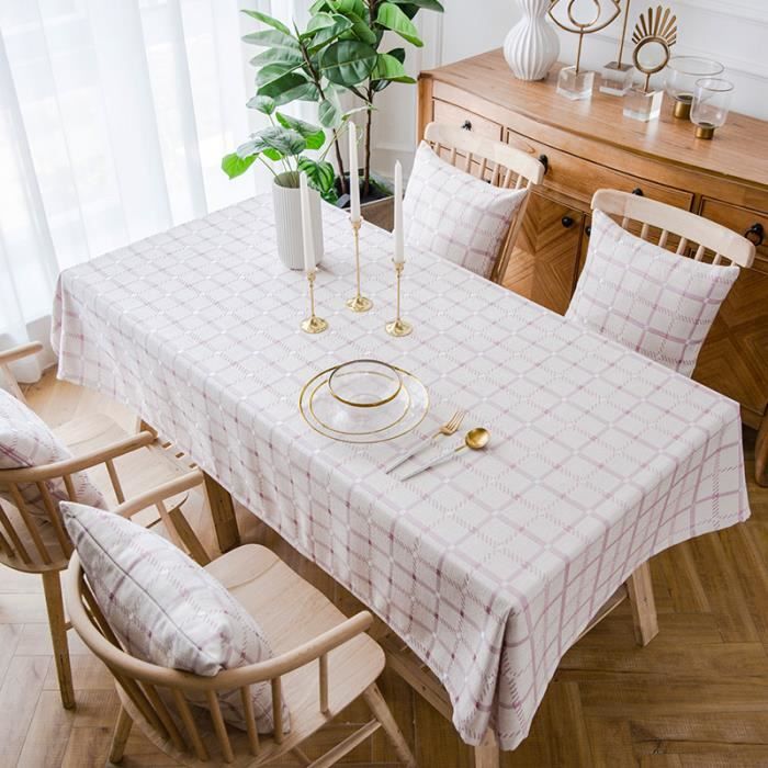 Hearda Nappe de Table Rectangulaire PVC Imperméable Anti-Taches Entretien Facile Nappes De Vinyle Moderne Décor, pour Table à Manger Picnic Party Jardin (Petite Grille Verte,140x180cm