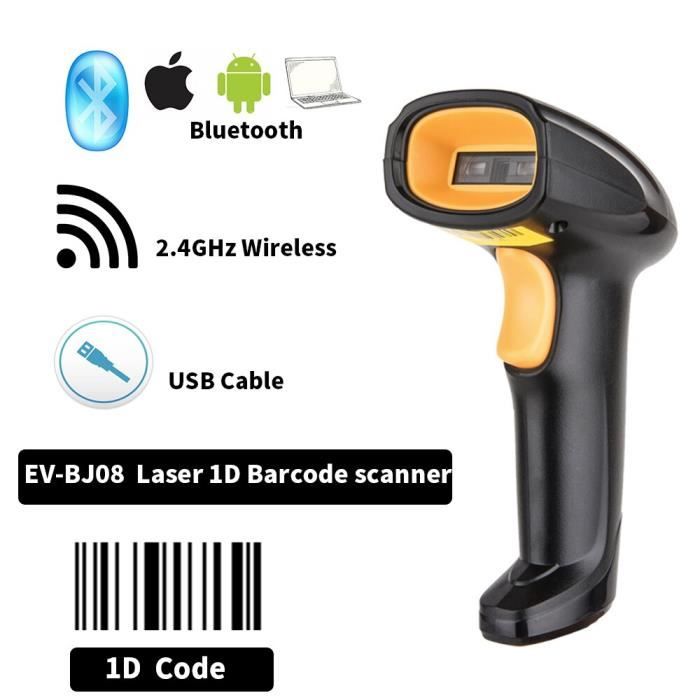 Scanner automatique de codes barres sans fil avec USB Bluetooth 24GHz