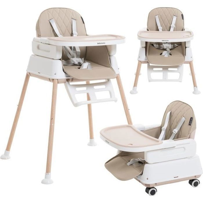 DERYAN Odin Chaise Haute Bébé Évolutive + Transat - Bois Gris Foncé Design Universe