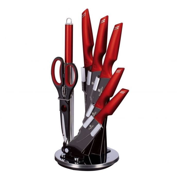 Set de 6 couteaux + bloc métal rouge - KKFMA07CA - KITCHENAID | Francis