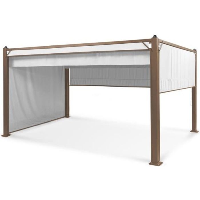 Pergola - Blumfeldt Pantheon Cortina Rust - avec toit - 3x4 m - Tonelle - 4 panneaux latéraux - Pavillon de jardin - Blanc