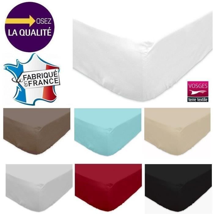 Drap housse 180x200 cm 100% coton 57/fils Franc - Cdiscount Maison