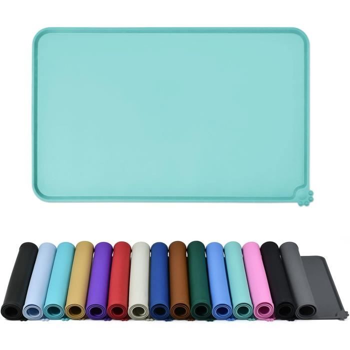 Tapis De Gamelle En Silicone Imperméable Pour Chat Et Chien – 60x40 Cm, Bord Surélevé 1,5 Cm, Antidérapant Et Lavable En Machine