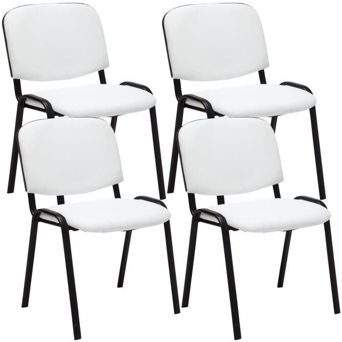 Lot De 4 Chaises Visiteur Ken En Similicuir Noir - CLP (design Classique, Empilables)