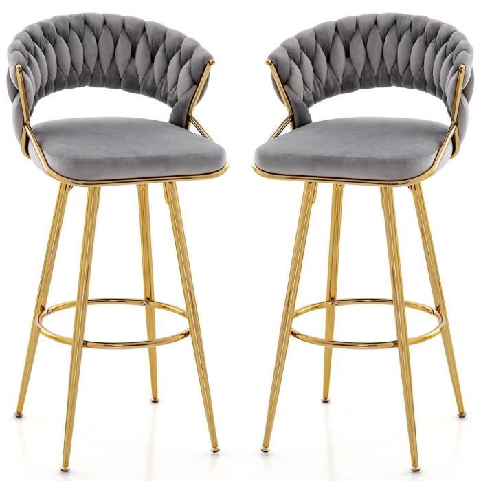 COSTWAY Lot De 2 Tabourets De Bar, Style Industriel, Pivolant De 360