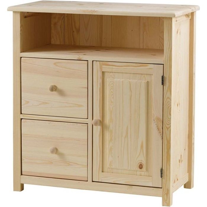 Meuble De Rangement Pin Massif Brut 2 Tiroirs Achat Vente