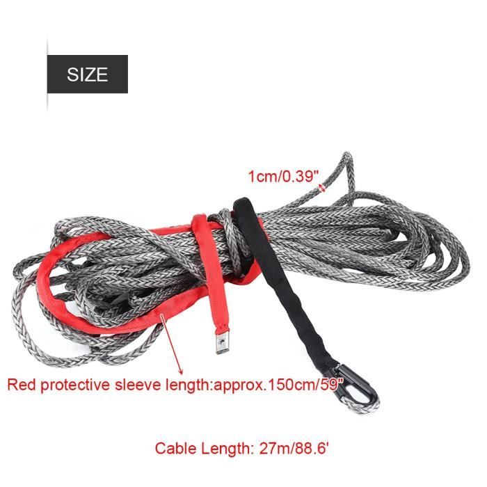 Corde Synthétique De Treuil 5 Mm X 15 M - Résistance 7700 Lbs - Pour UTV, SUV, ATV - Résistante Aux UV Et Légère, Flottante (Gris)