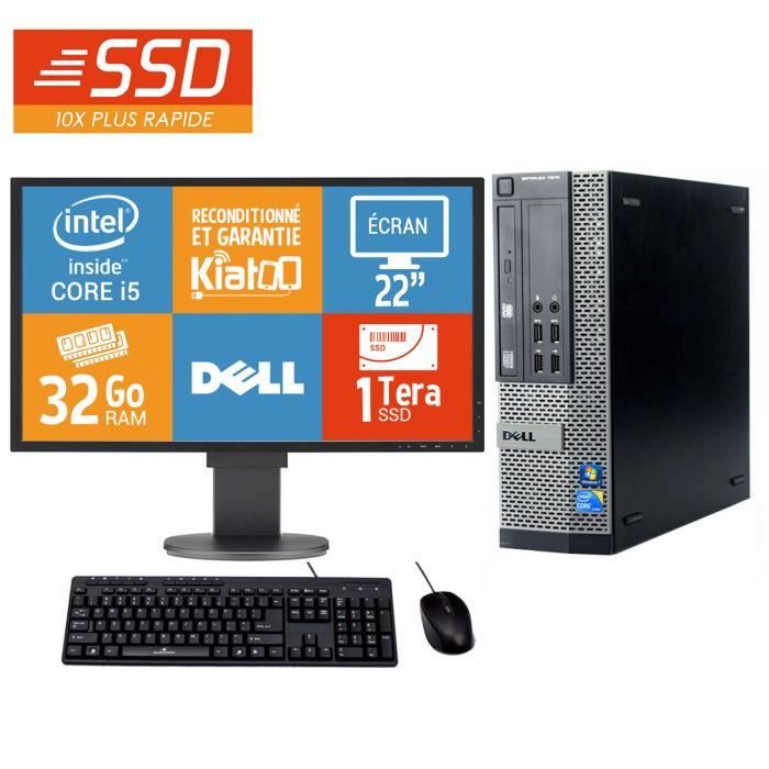 Pc Bureau Dell Optiplex 7010 Intel Core I5 32 Go Ram 1 To Disque Dur Ssd Tft 22 Ordinateur De Bureau Reconditionne W7 Prix Pas Cher Cdiscount