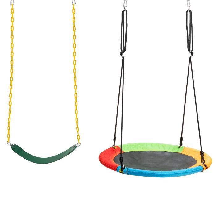 Balançoire Nid D'Oiseau DREAMADE - Tissu Oxford - Charge 300kg - Hauteur Réglable 100-180cm