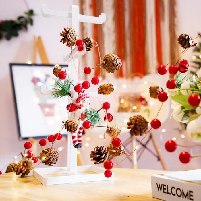 Lot De 5 Guirlandes De Noël Torsadées Avec Nœuds Rouges - 200 Cm, Décoration Intérieure/extérieure - 10