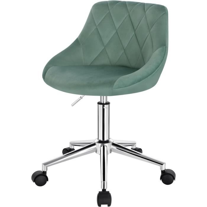 EUGAD Tabouret de Bureau en Velours Chaise de Bureau en Velours pivotant et réglable Turquoise E0AG0043