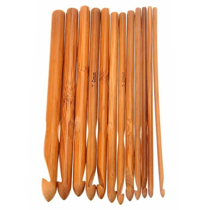 Lot 12 Tailles Crochet Bamboo Aiguille à tricoter 3.0-10mm