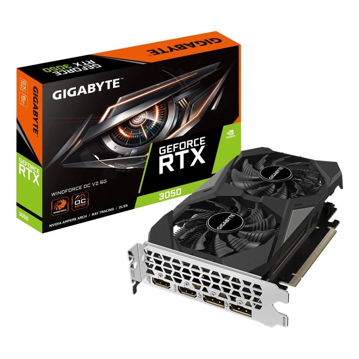 Gigabyte GeForce RTX 3050 WINDFORCE OC V2 6GB GDDR6 Argent - vue 2