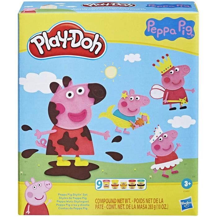 PLAY-DOH - Styles de Peppa Pig avec 9 Pots de pâte à modeler atoxique - 11 accessoires - jouet pour 