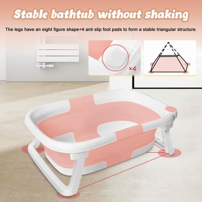 Baignoire Bébé Pliable 0-6 Ans - Thermomètre Intégré - 50L - Verte
