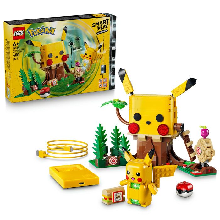 LEGO Pokémon 72164 Set de construction SMART Play™ Pikachu Cabane dentraînement Set Tout en un Dès