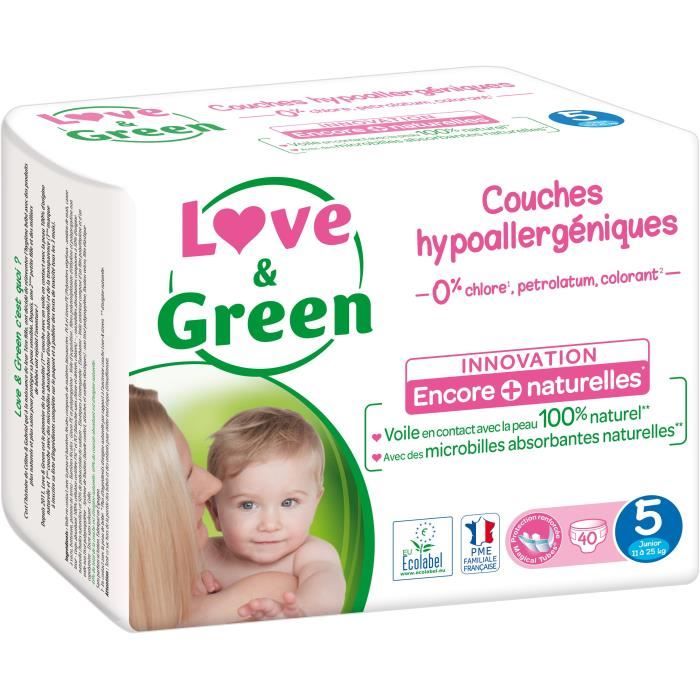 Love & Green Couches T5 x40 (12-25 kg) - Cdiscount Puériculture & Eveil bébé