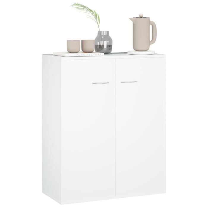 Buffet Blanc 60x34x75 Cm Bois Massif De Pin - Buffet