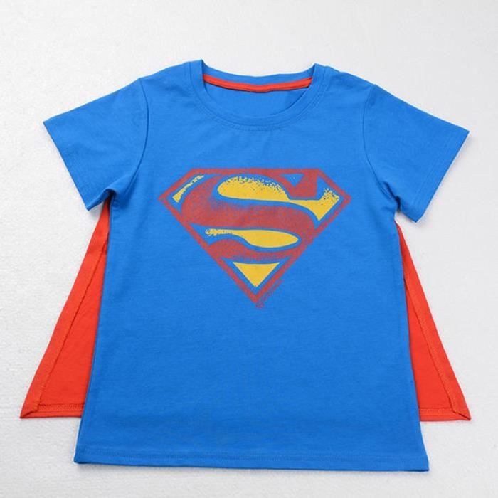 2-7 Ans Enfant Garçon T-shirt Super-héro avec Cape Manche Courte Tee-shirt Cool