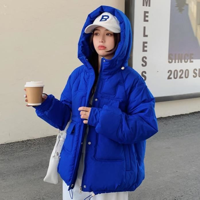 Manteau femme Hiver court Coton Garder au chaud Plus velours simple Mode Bleu WJ Bleu Cdiscount Pret a Porter